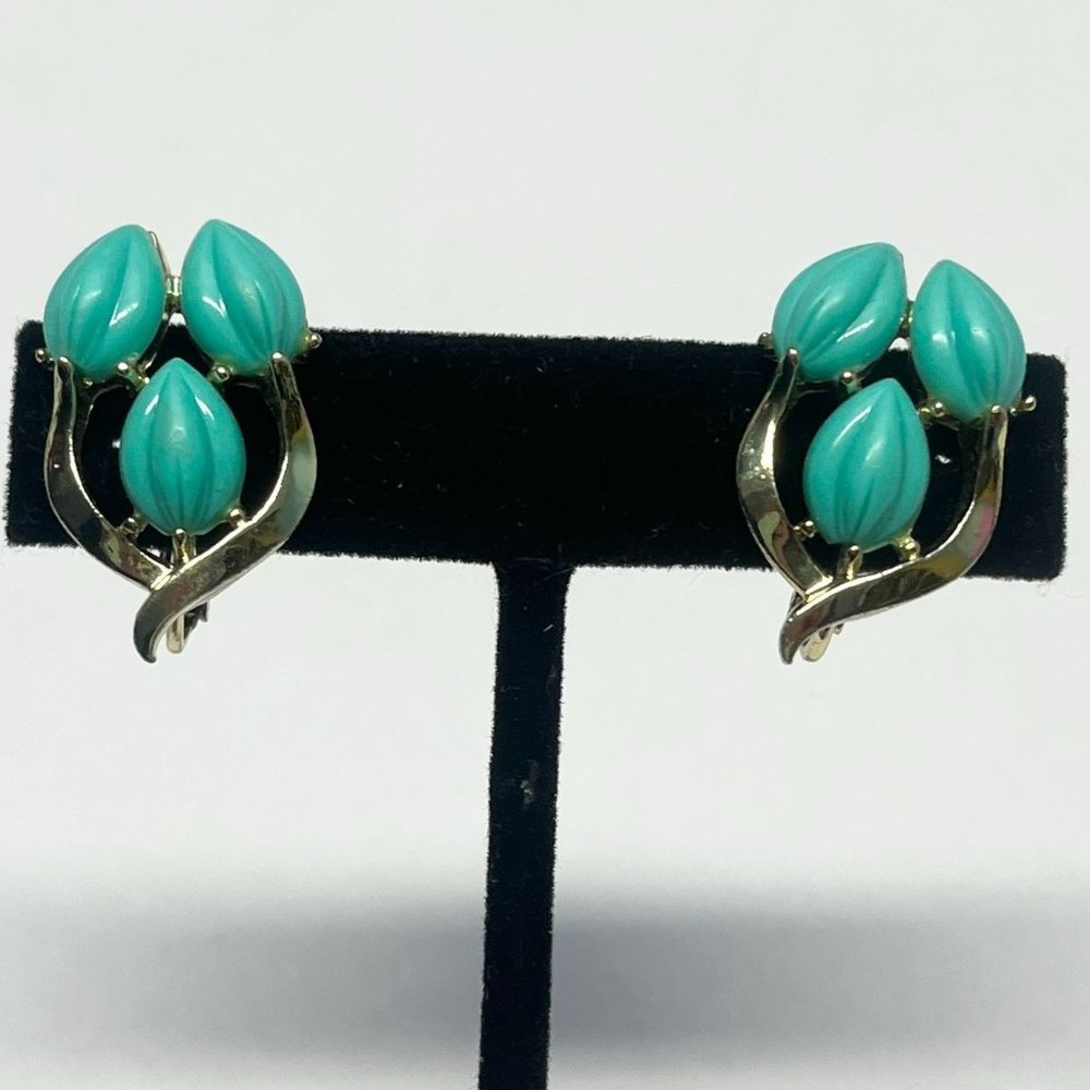 Vintage blue thermoset earrings